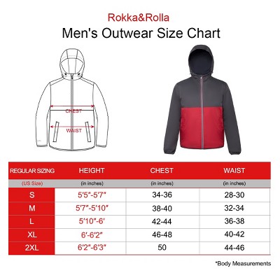 Мужские куртки Rokka&Rolla Men's Full Zip Rain Jacket Packable Light Windbreaker-Gray Red, size Small — фото 2
