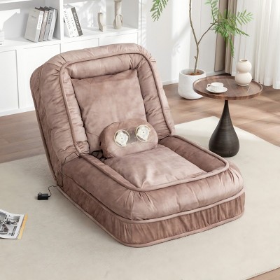 LAOTIES Upholstered Human Dog Bed For Adults And Pets,Adjustable Floor Sofa With Massage Cushion And Velvet Surround