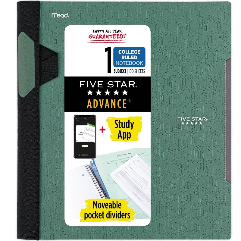 Five Star 1 Subject College Ruled Advance Spiral Notebook with Pocket Dividers (Colors May Vary), 3 of 17