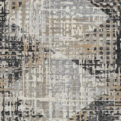 HomeRoots 5' X 8' Black And Ivory Geometric Washable Indoor Outdoor Area Rug