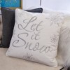 TopComfy Support Pillow Let It Snow Embroidered Cotton Throw Pillow for Holiday Decor, White, 17"*17"*10" - 3 of 4