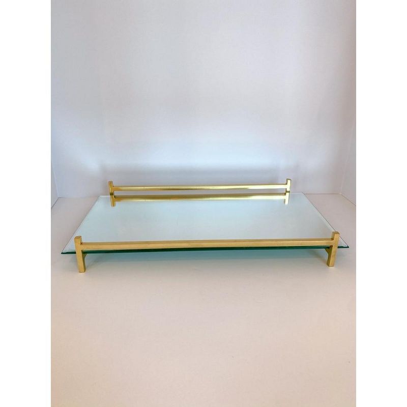 Classic Touch Oblong Mirror Tray with gold Handles - 15.75"L, 3 of 4