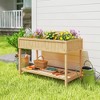 Outsunny Wooden Raised Garden Bed with 8 Slots, Elevated Planter Box Stand with Open Shelf for Limited Garden Space to Grow Herbs, Vegetables - 3 of 4