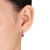 EVERLY JEWELRY | Sterling Silver with Black Rhodium Plating 1 7/8 CT TGW Created Ruby and Created White Sapphire Heart Leverback Drop Earrings - 2 of 4