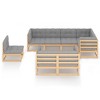 vidaXL Patio Furniture Set 8 Piece Outdoor Sectional Sofa Solid Wood Pine - Natural With Cushions - 3 of 4