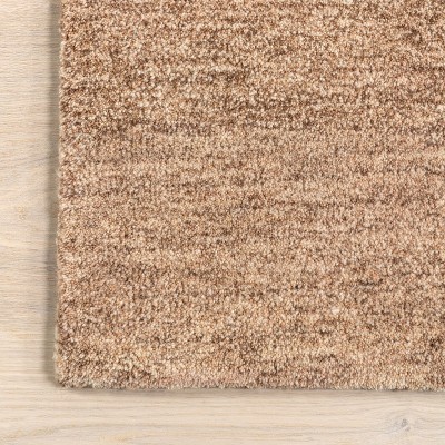 Tan 5' x 8' Solid Wool Area Rug