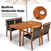 Tangkula 4PCS Patio Dining Set Acacia Wood  Rattan Furniture Set w/ Umbrella Hole - 4 of 4