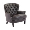 Upholstered Accent Chair for Living Room with Nailhead Trim, Comfortable Curved Back Armchair with Wood Legs-Maison Boucle - 4 of 4
