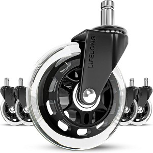 Lifelong Office Chair Caster Wheels for Hardwood Floors and Carpet, Heavy Duty, Universal Fit - 1 of 4