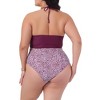 Agnes Orinda Women's Plus Size Halter Ruched Polka Dots High Waisted 2 Piece Swimsuit Tankini Set - 4 of 4