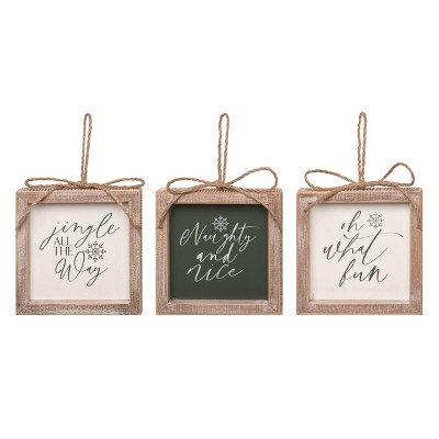 Transpac Wood Christmas Block Ornament Set of 3 Christmas Home Decorations