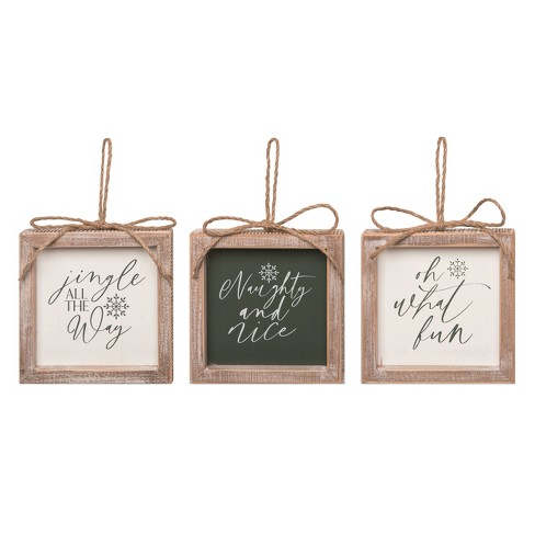 Transpac Wood Christmas Block Ornament Set of 3 Christmas Home Decorations - image 1 of 1