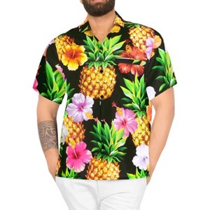 HAPPY BAY Mens Hawaiian Shirts Short Sleeve Button Down Shirt Men's Casual Shirts Holiday Beach Party Shirts for Men M Pineapple, Multicoloured - 1 of 4
