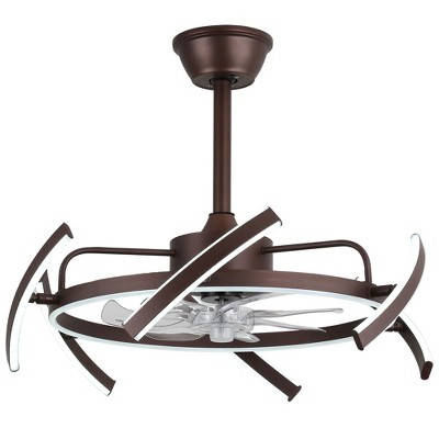 Bella Depot 24" Modern Black LED Ceiling Fan with Dimmable Light, 6-Speed Reversible with Remote and APP Control