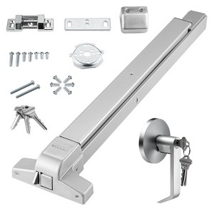 VEVOR Push Bar Door Locks, Carbon Steel Panic Bars for Exit Doors, with Exterior Lever and 3 Keys, Push Bar Panic Exit Device Door Hardware,Silver - 1 of 4
