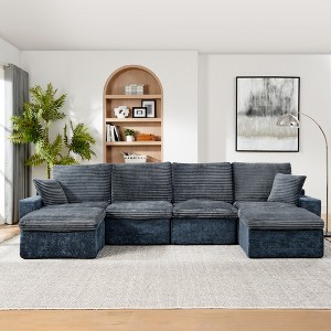 142" Cloud Chenille Modular U-Shaped Sectional Sofa with Deep Seat Chaise, No Assembly Required - 1 of 4