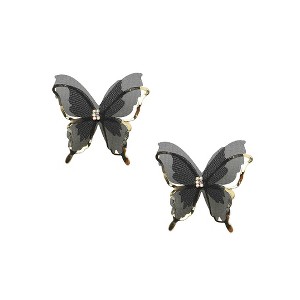 SOHI Women's Onyx Black Mesh Papillon Stud Earrings - 1 of 4