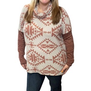 Women's Aztec Cowlneck Sweater - honeyme - 1 of 2