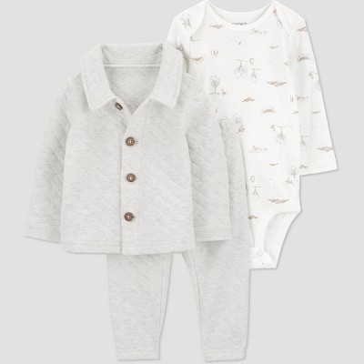 Carter's Just One You® Baby Boys' 3pc Top & Bottom Set - Gray