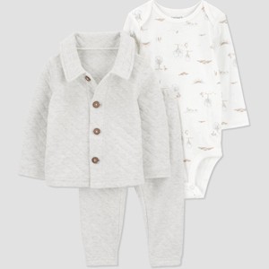 Carter's Just One You® Baby Boys' 3pc Top & Bottom Set - Gray - 1 of 3