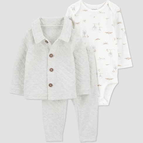 Carter's Just One You® Baby Boys' 3pc Top & Bottom Set - Gray - image 1 of 3