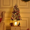 3/4.5 ft Pre-Lit Potted Flocked Christmas Tree, Artificial Christmas Tree with 78 Warm White Led Lights - 4 of 4