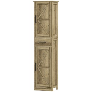 Aghana Digitals Distressed Gray Farmhouse Bathroom Cabinet with Barn Doors, Drawer & Adjustable - 1 of 4