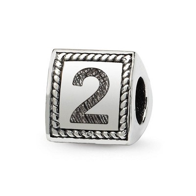 Black Bow Jewelry Triangle Block, Number 2 Sterling Silver Bead Charm