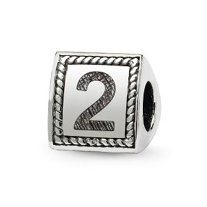 Black Bow Jewelry Triangle Block, Number 2 Sterling Silver Bead Charm - 1 of 3