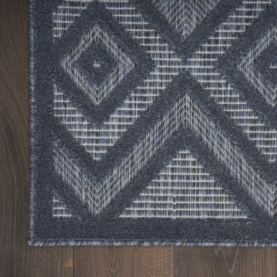 Modern Navy Diamond 7' x 10' Easy-Care Outdoor Rug