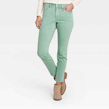 Gubotare Women Jeans Tall Women's Pull on Waist Smoother Bootcut,Green L 