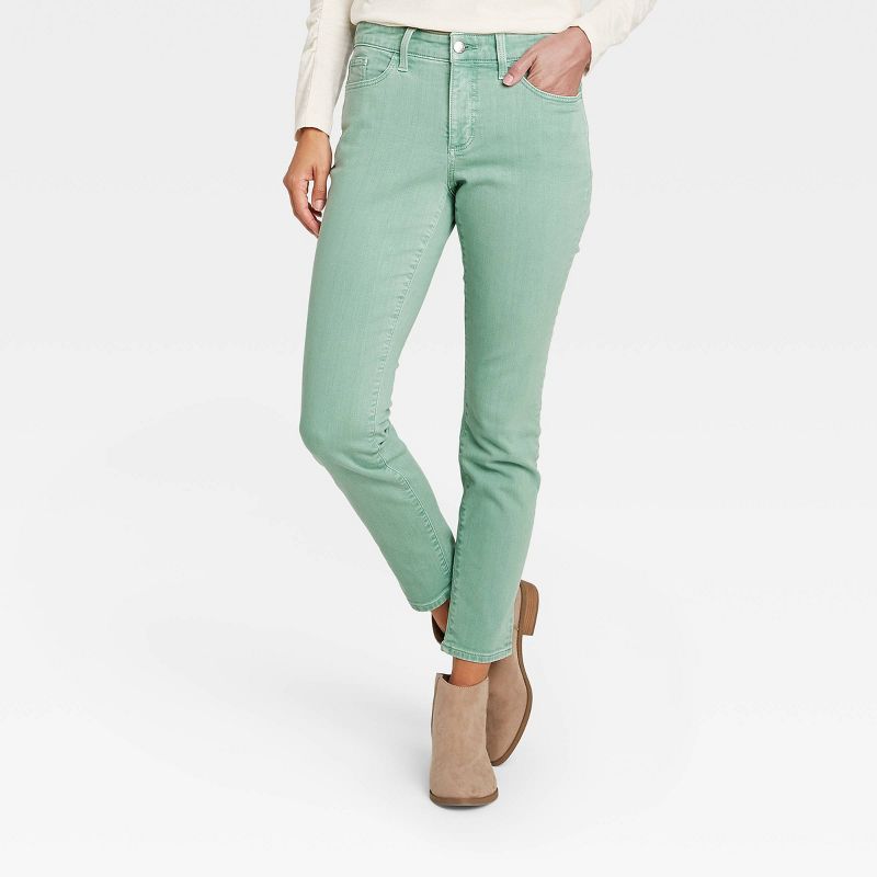 Women's Mid-Rise Skinny Stretch Ankle Jeans - Universal Thread™ Green, 1 of 7