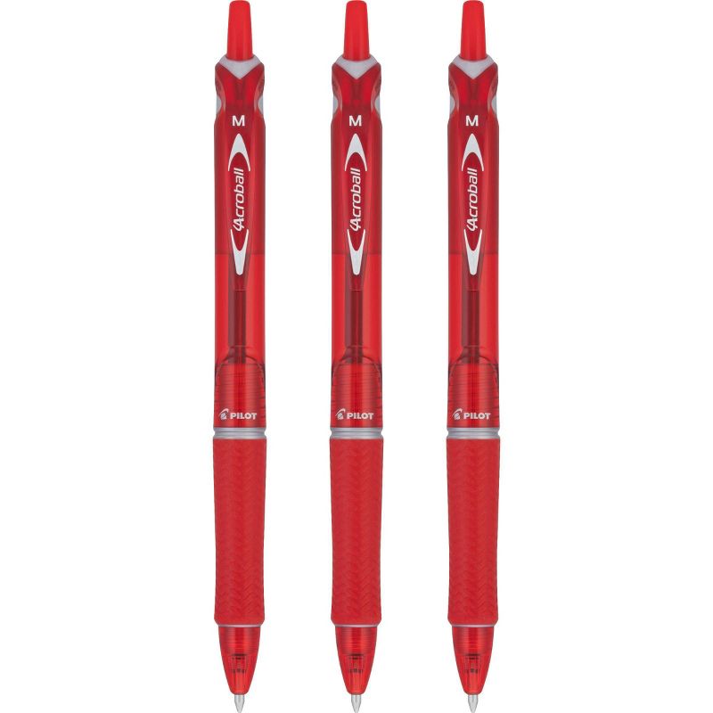 Pilot 3ct Acroball Colors Ballpoint Pens Medium Point 1.0mm Red Ink, 3 of 6