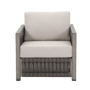 Cesicia 29'' x 32.9'' x29.3'' in Gray Modern Aluminum Armchair, Single Sofa with Woven Rattan Seat &Cushion For Garden, Poolside, Balcony - 1 of 4