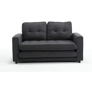 Racxily 3-Fold Convertible Sofa Bed, Space Saving Velvet Futon for Living Room, Dark Gray/Light Gray/Beige - 1 of 4