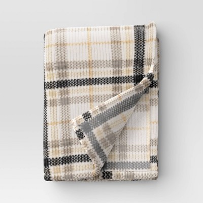Printed Ribbed Plush Throw Blanket - Room Essentials™