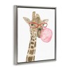 Stupell Industries Fun Giraffe Bubblegum Animal Black Framed Floater Canvas Wall Art - 3 of 4