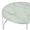 2pc Lynn Round Nesting Coffee Table Set: Marble Glass Top, Chrome Frame - Coaster - 3 of 4