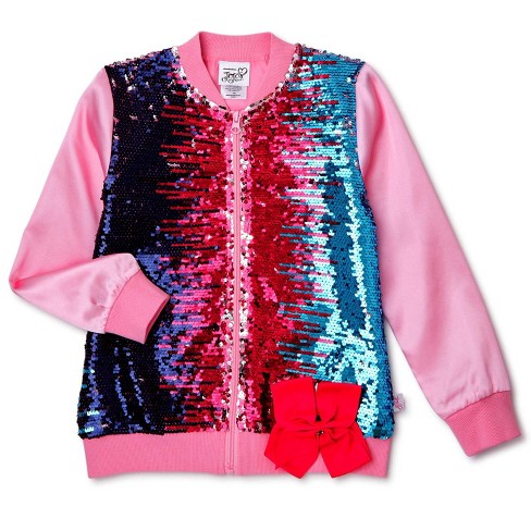 Jojo Siwa Girls Sequin Zip Up Bomber Jacket Little Kid To Adult Target