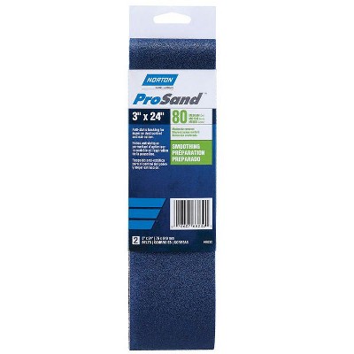 Norton ProSand 24 in. L X 3 in. W Zirconia Alumina Cloth Protable Sanding Belt 80 Grit Coarse 2 pk