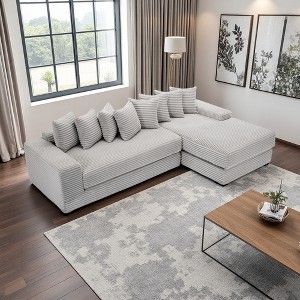 Oversized Cloud L-Shaped Sectional Sofa Bed, 8 Pillows, Right-Facing 3-Seater - 1 of 4