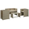 vidaXL 4 Piece Patio Lounge Set with Cushions Beige Poly Rattan - 3 of 4