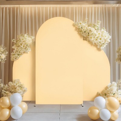 Set of 3 Double Sided Fitted Spandex Arch Covers (5ft, 7.2ft, 5ft),Round Top Backdrops for Weddings,Birthdays,Baby Showers
