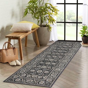 Vintage Washable Rug for Living Room, Distressed Thin Low Pile Non Slip Area Carpet, Classic Modern Accent Rug for Bedroom and Office - 1 of 4