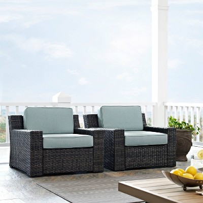 Beaufort Mist and Brown 2-Piece Outdoor Wicker Chair Set