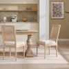 Dolonm Set of 2 French Country Dining Chairs - Beige Upholstered with Rattan Square Back, Solid Wood Frame & Carved Legs, Disassemblable - 2 of 4