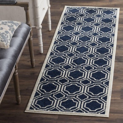 Ivory Geometric Easy-Care Synthetic Area Rug - 27"x11"