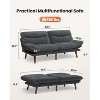 Futon Sofa Bed, Vintage Couch with 5-position Adjustable Backrest & Armrests, Futon Corduroy Couch for Efficient Home, Living Room or Office, Grey - 4 of 4