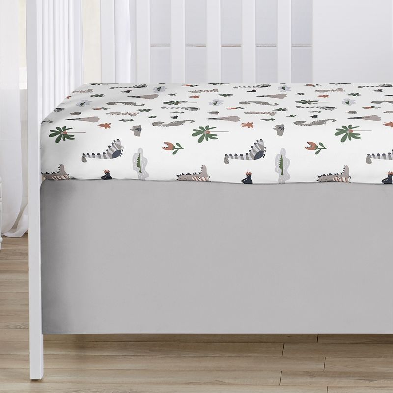 Sweet Jojo Designs Gender Neutral Unisex Baby Crib Bedding Set - Modern Dinosaurs Beige Grey Green 3pc, 5 of 7