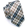 Men's Brown, Black And White Plaid 100% Silk Neck Tie With Matching Hanky And Cufflinks Set - 4 of 4